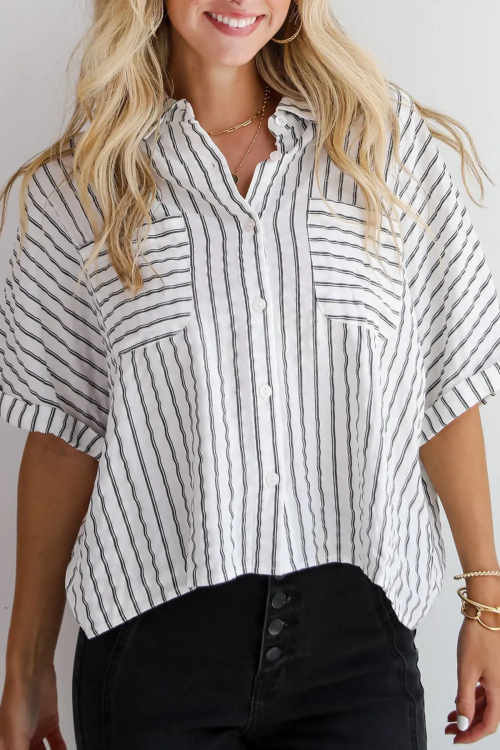 White Striped Blouse