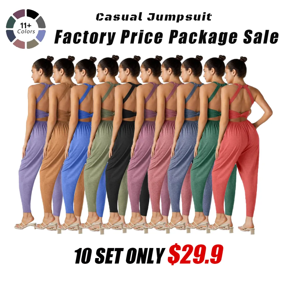 Backless Twisted U Neck Side Pocket Harem Casual Jumpsuit – Easy Peezy Edition 🔥 Limited-Time Offer — 50% OFF Today Only!
