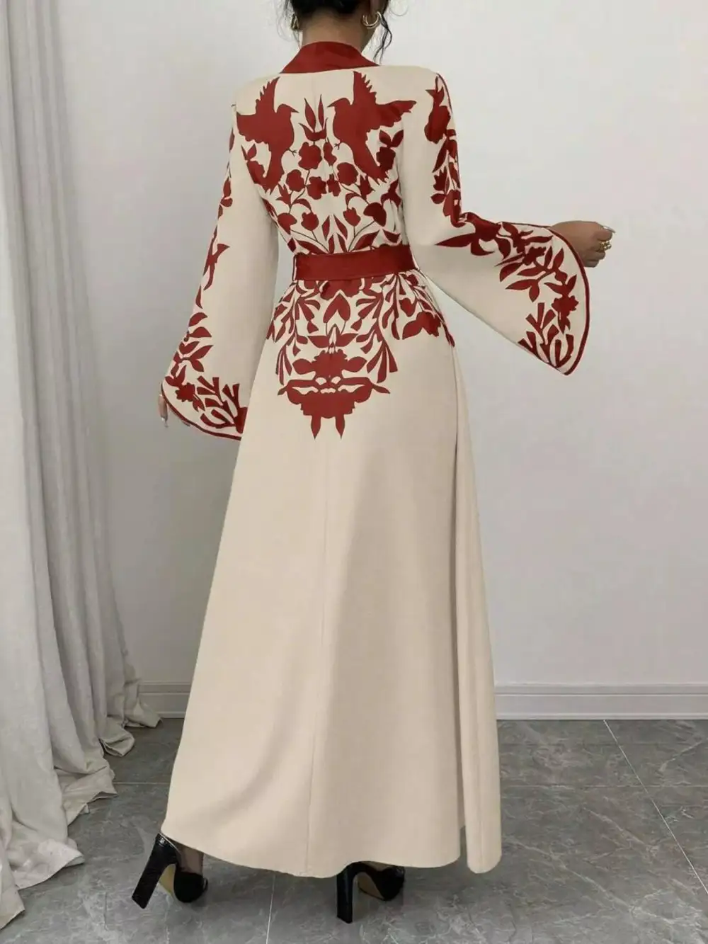 Printed Tie Waist Maxi Dress