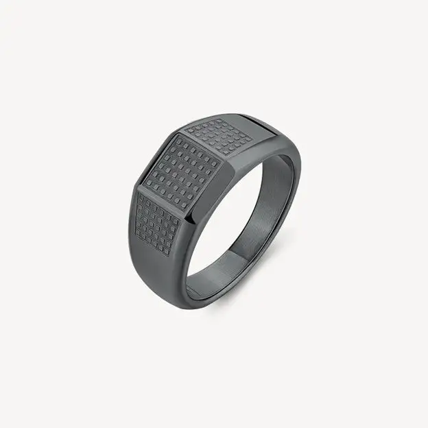 Classic Polished Sandblasted Signet Ring
