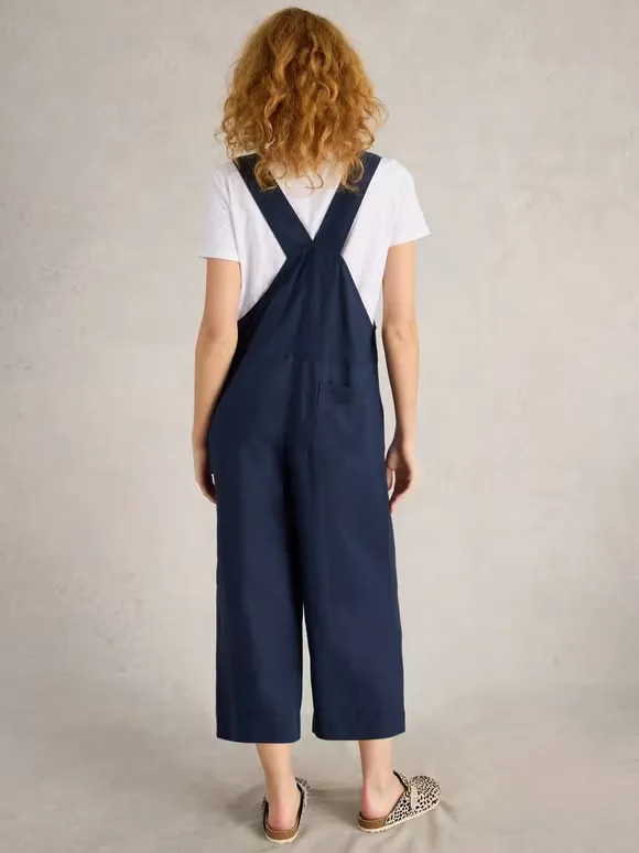 Square Neck Linen Dungaree