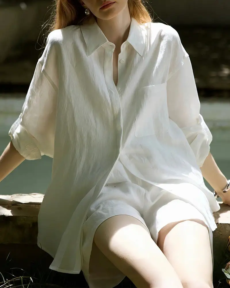 Breezy Linen Oversized Shirt and Shorts Matching Set