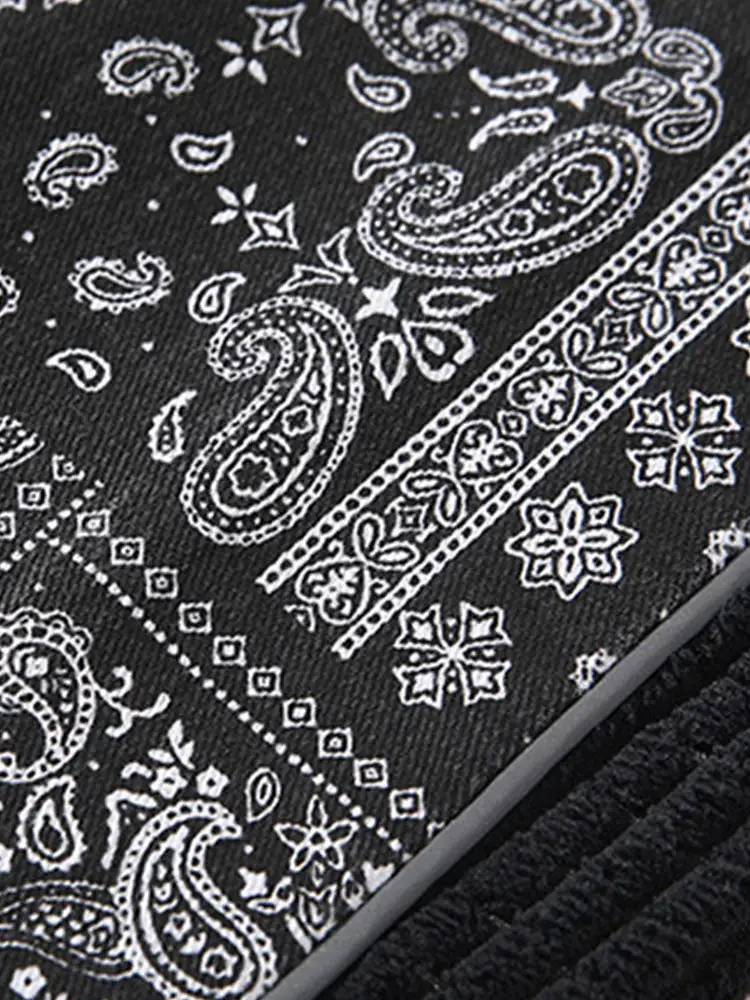 Corduroy Print Panel Pants