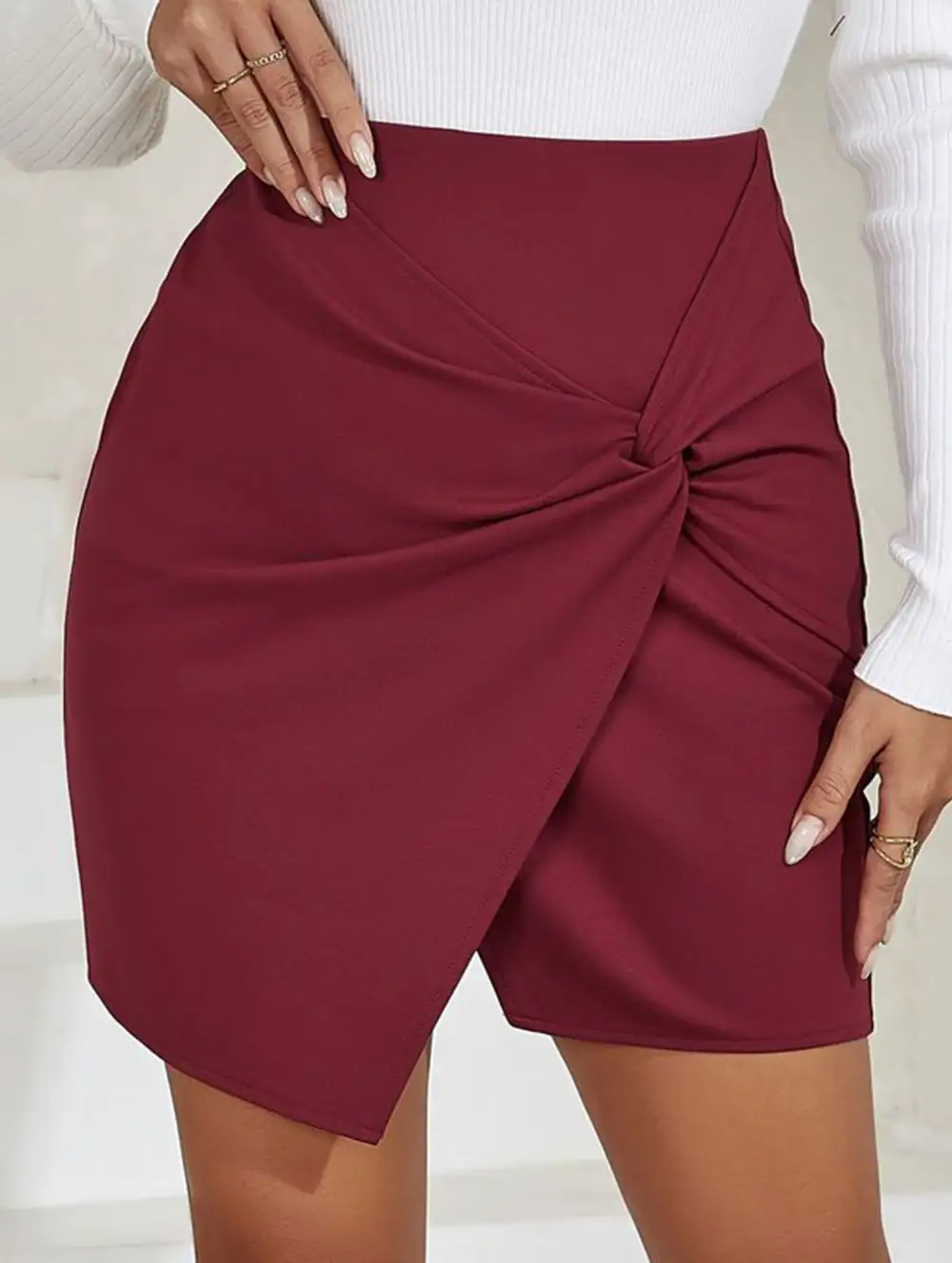 Ruched High Waist Bodycon Mini Skirt
