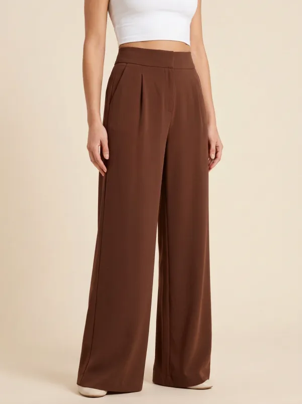 Relaxed Wide-Leg High-Waisted High-Waist Solid Women's Wide-Leg Pants