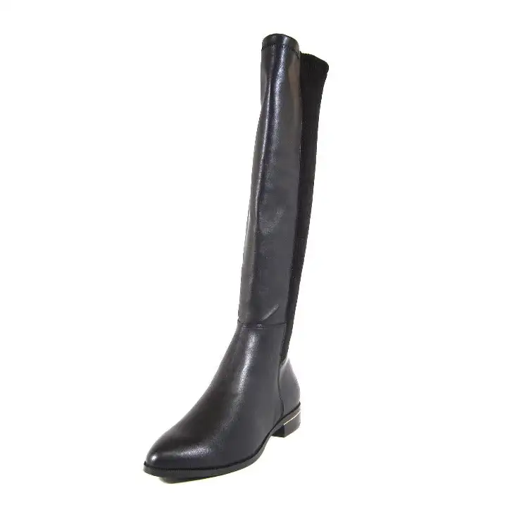 Mixed Texture Stretch Knee High Boots