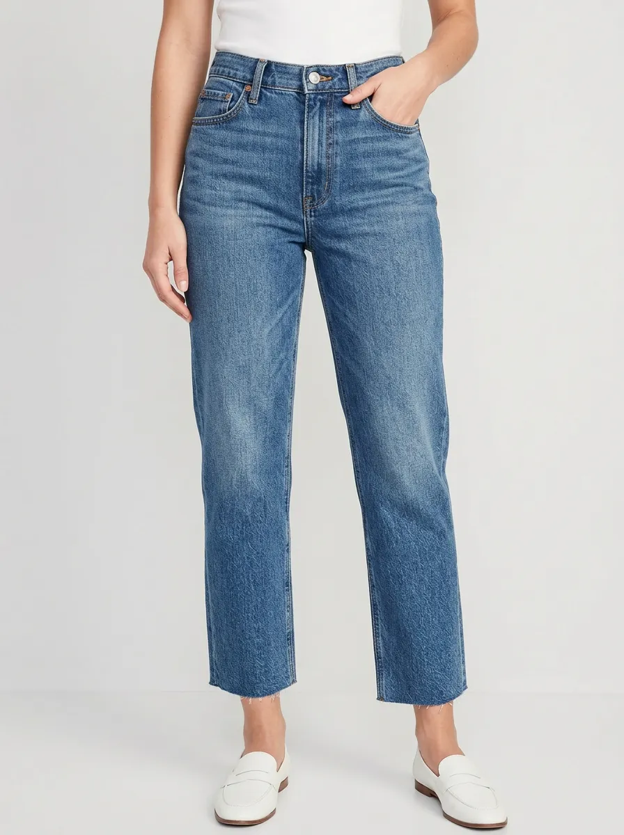 Modern Straight Leg Pocket Detail Straight Jeans