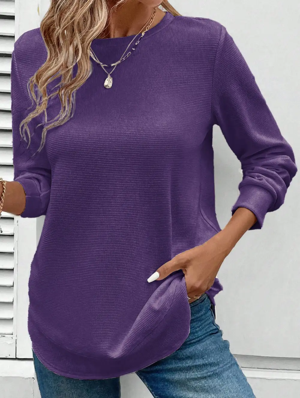 Loose Crew Neck Long Sweatshirt