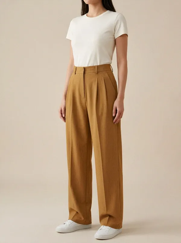 Women's Minimalist Pleated Wide-Leg Casual Pants