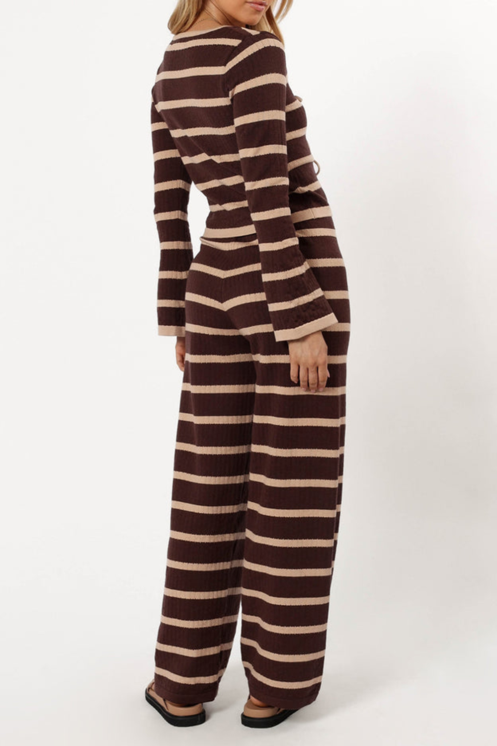 CHOCOLATE BROWN STRIPE KNIT PANT