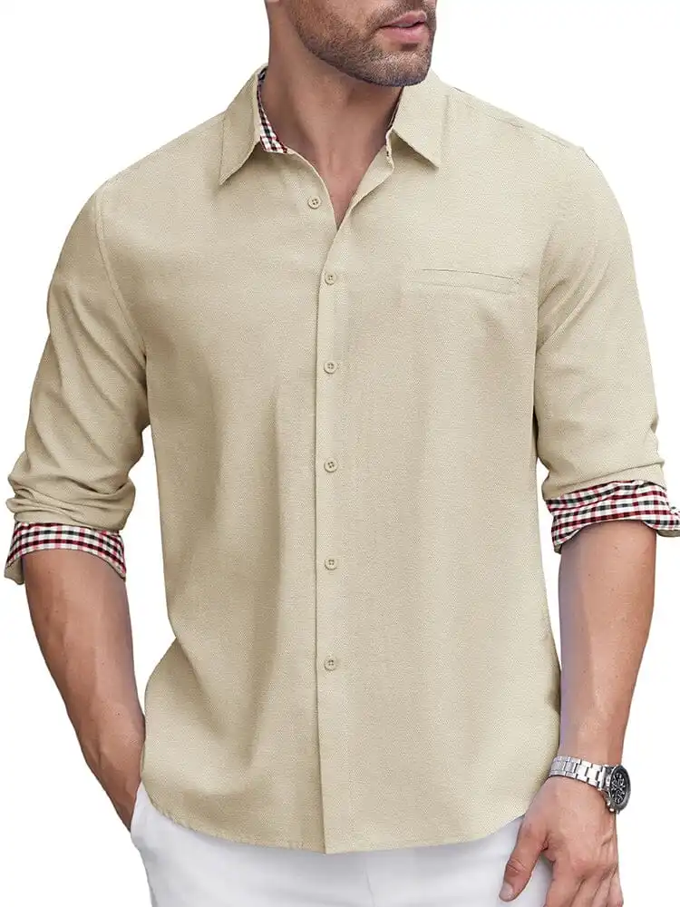 Classic Casual Plaid Splicing Shirt