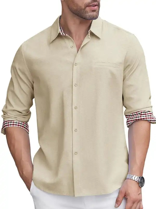 Classic Casual Plaid Splicing Shirt