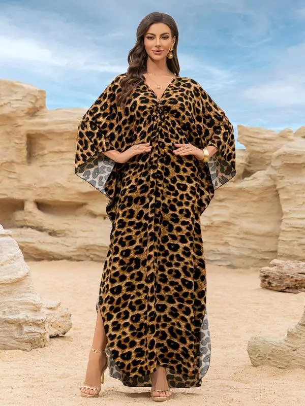 Women’s Boho Maxi Kaftan Dress – Long Sleeve Beach & Vacation Outfit