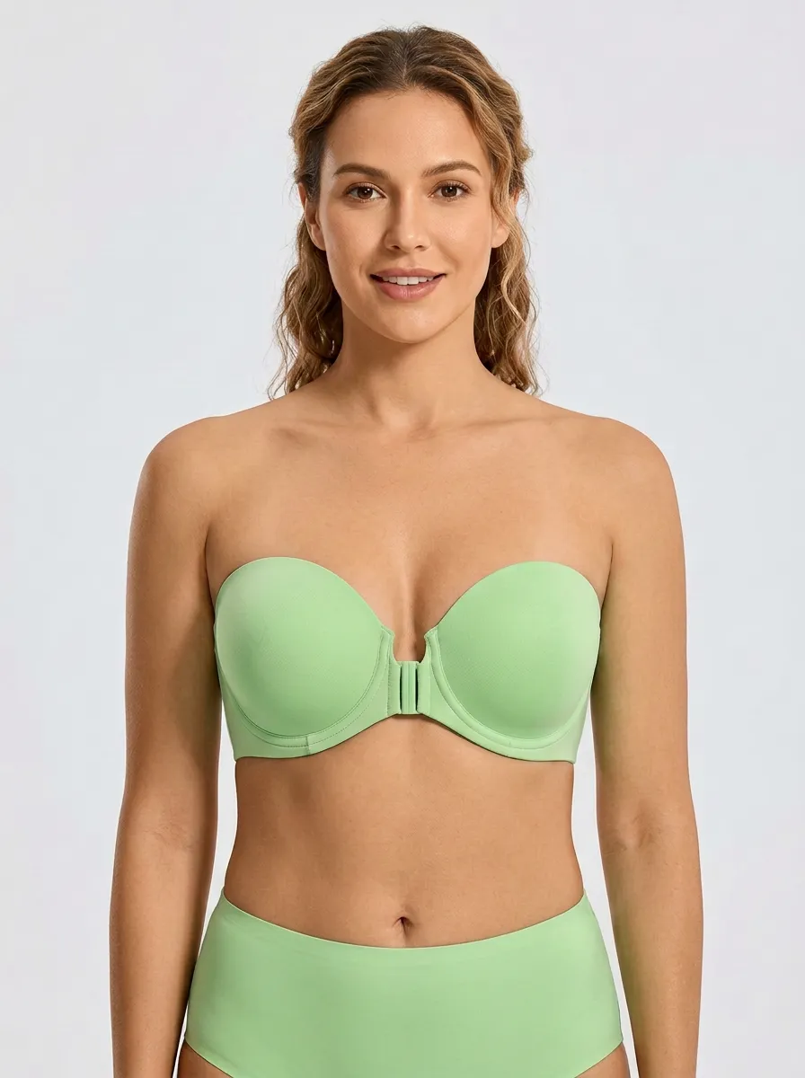 Women's Underwire Minimalist Front-Closure Strapless Bra