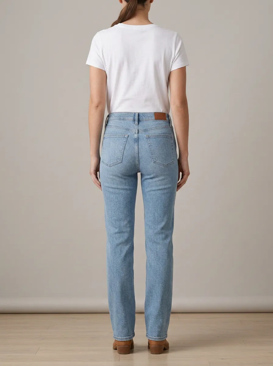 Straight-Leg Washed Casual Women's Denim Jeans