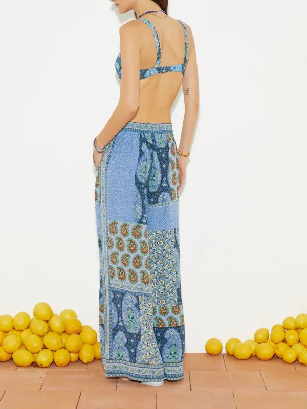 Casual Style Art Graphic Silk Wide Leg Pant