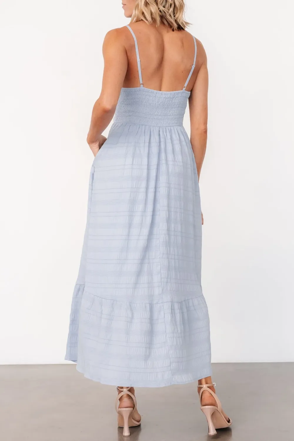 Simple Solid Color Flowing High Waist Dress