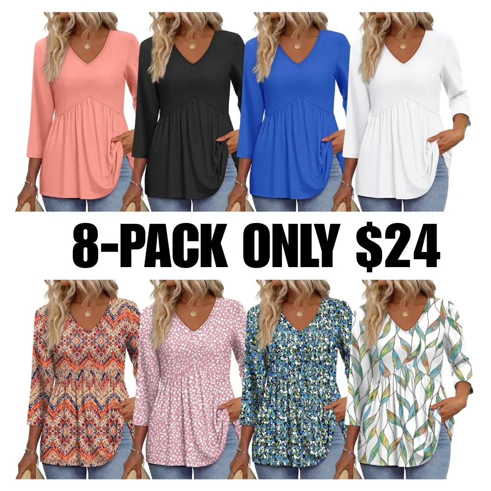 Women's Sleeve V-Neck Blouse