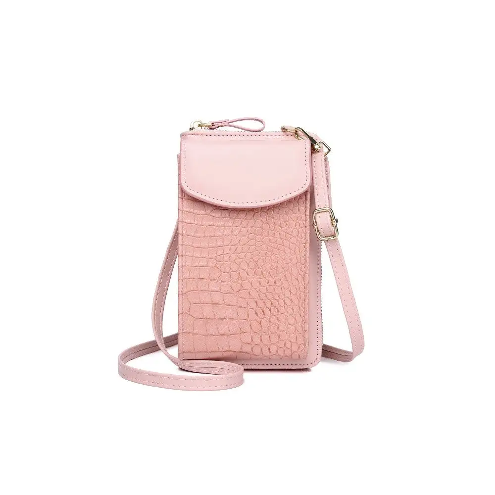 Pu Leather Solid Alligator Grain Mini Purse Cell Phone