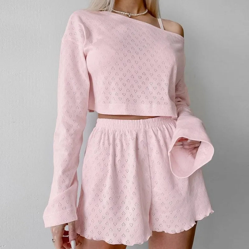 Elastic Knit Blend Long Set