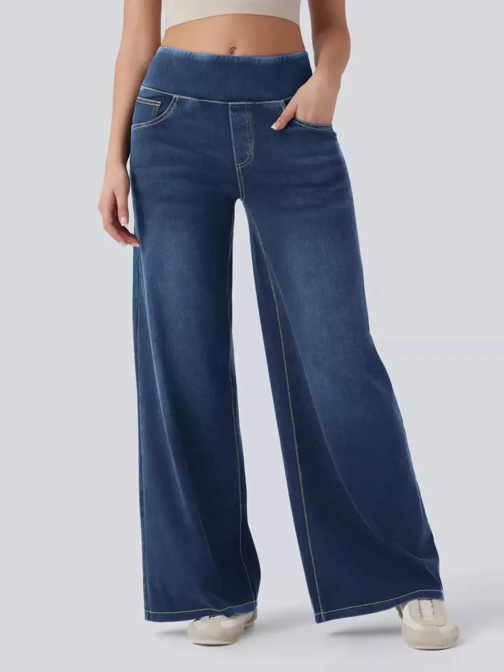 Soft High Waist Wide Leg Denim Jeans