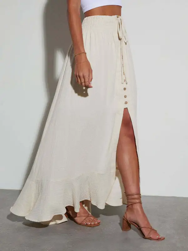 Neat Cotton Blend Pocket Detail Skirt