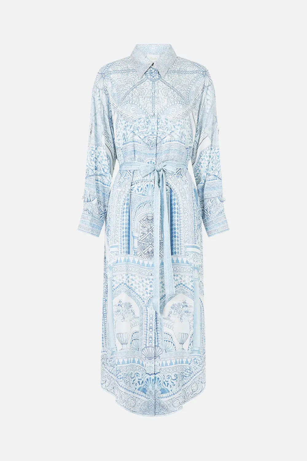 Printed Shirt Dress with Back Button Detail