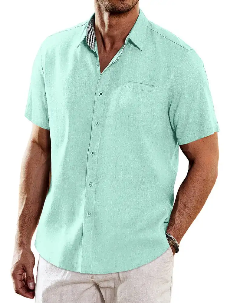 Casual Unique Collar Cotton Linen Shirt