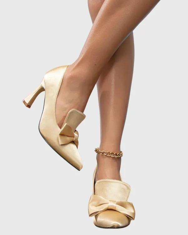 Bow Vintage Pumps in Apricot