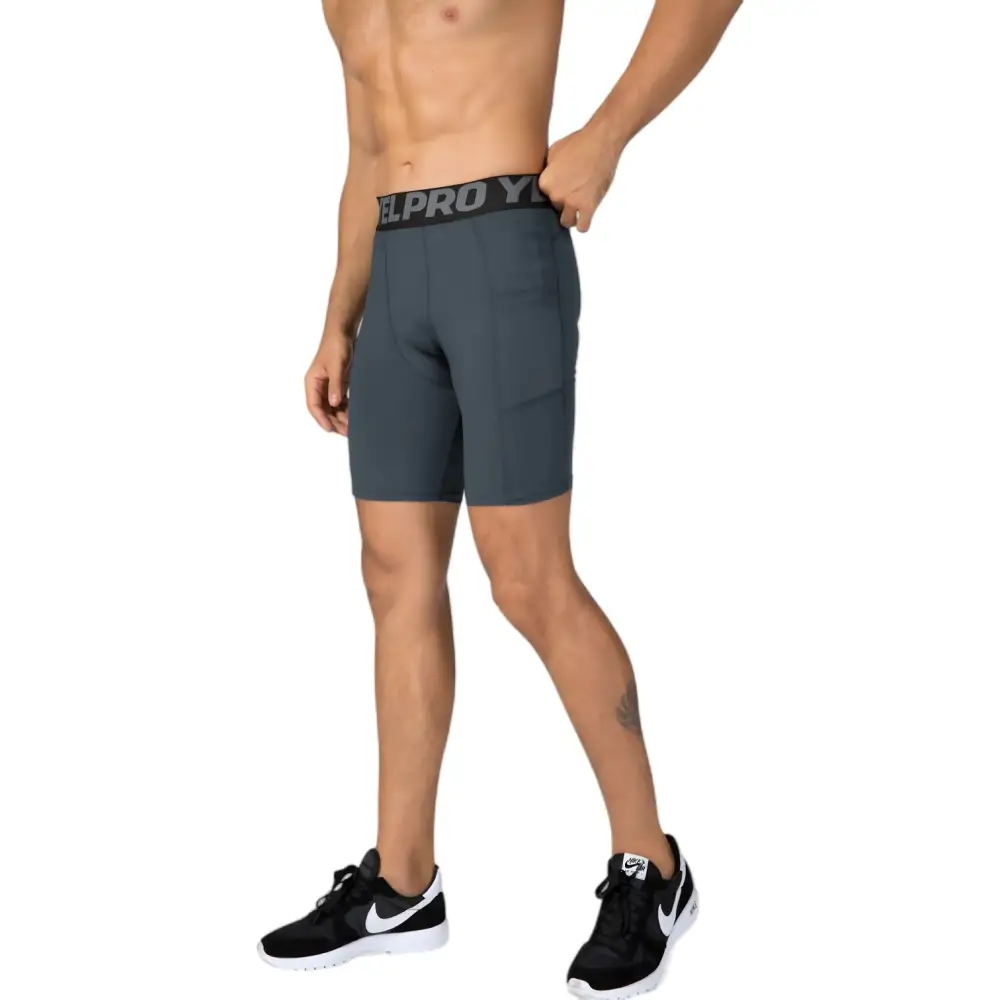 Elastic-Waist Wide-Waistband Compression Stretch Men's Athletic Shorts