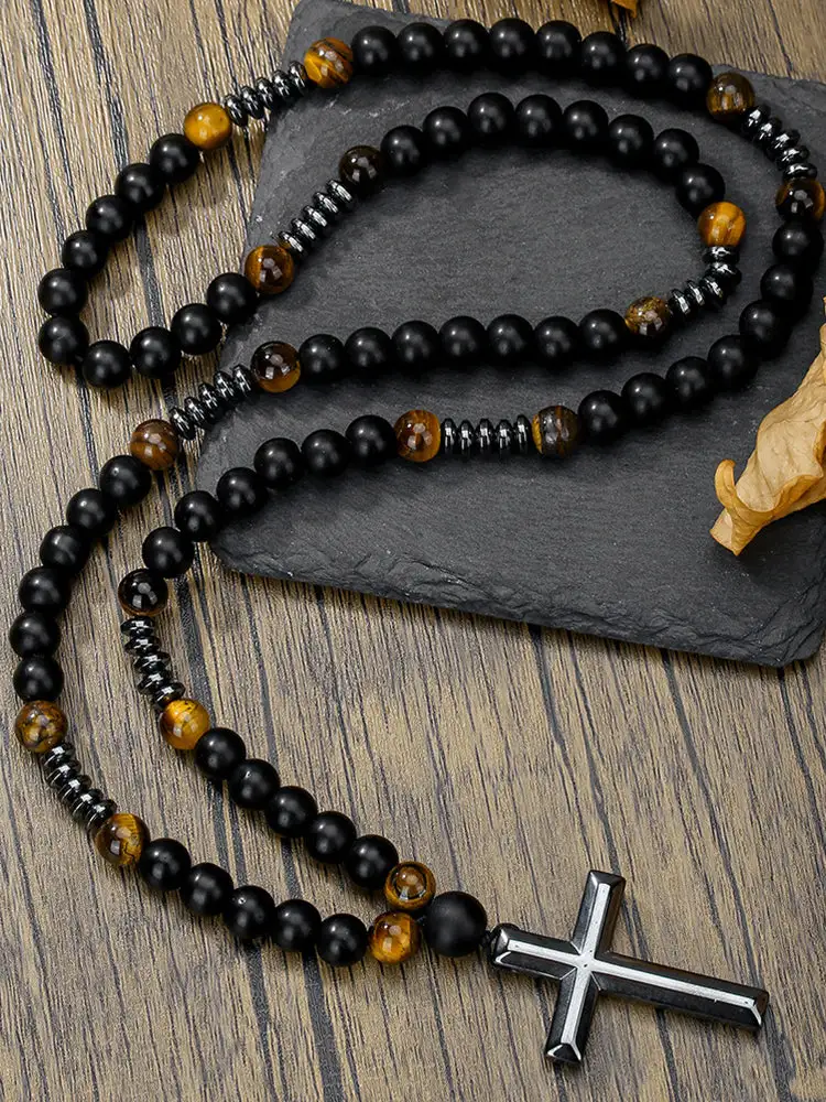 Tiger Beaded Pendant Necklace