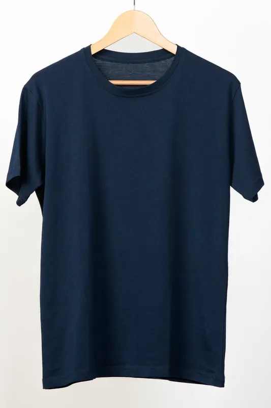 Deep Blue Cotton Crew Neck T-Shirt