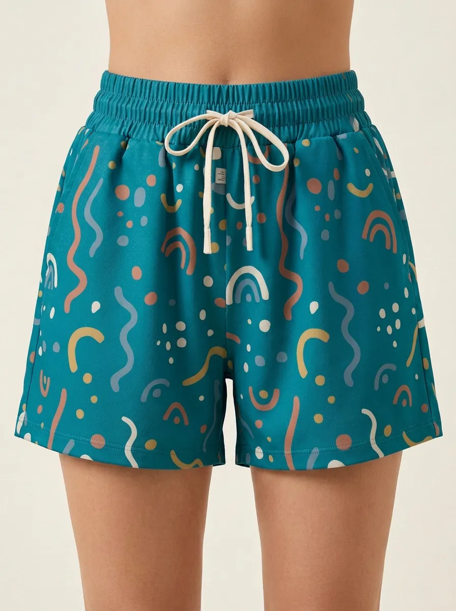 Women's Abstract Pattern Straight-Hem Shorts