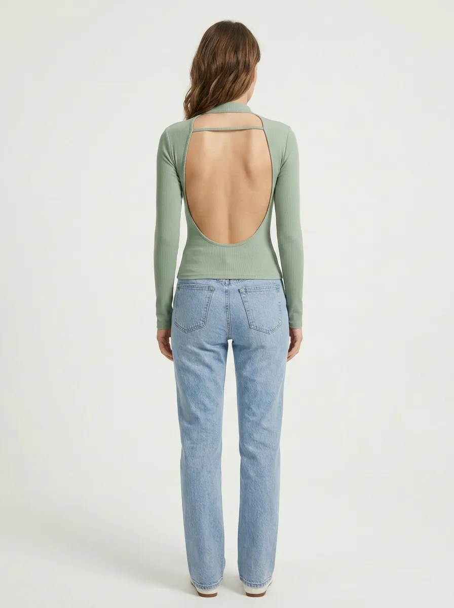 Women's Essential Open Back Ribbed Camisole Top