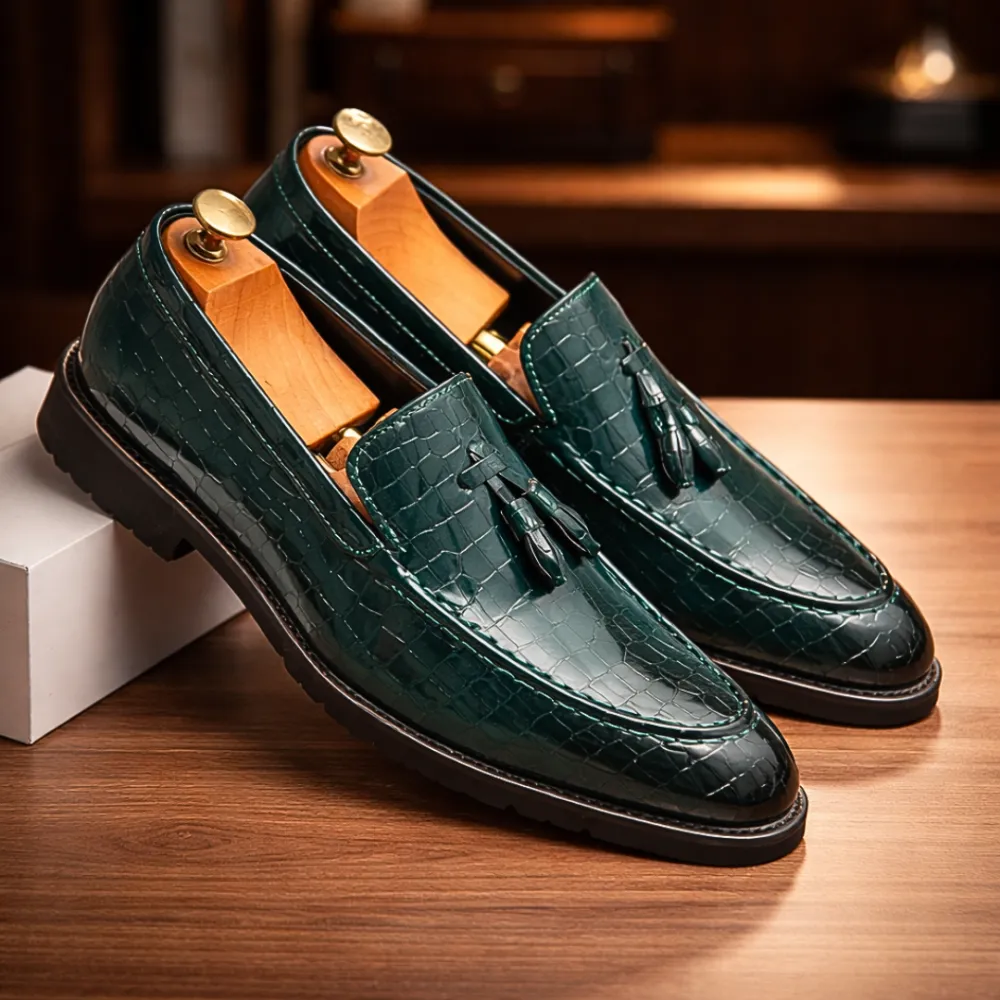 Textured Tassel Loafers