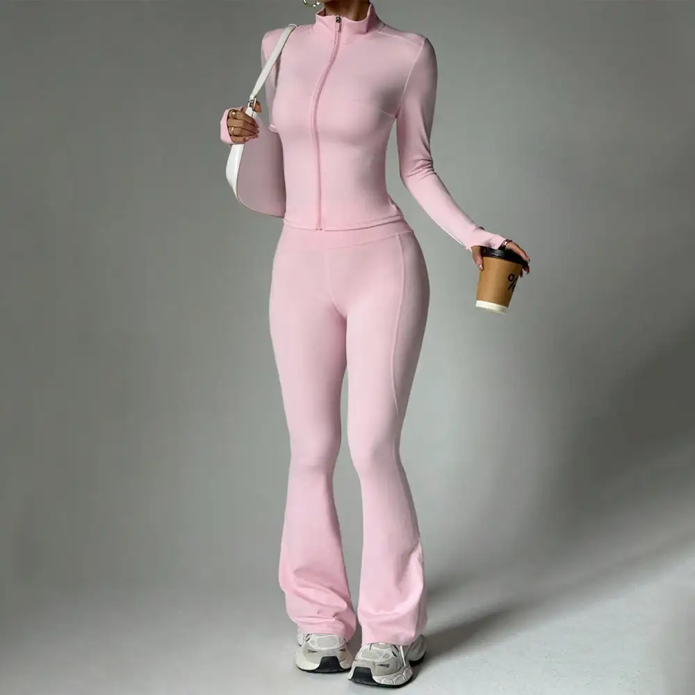 Long-Sleeve Yoga Two-Piece Top and Trousers Active Set
