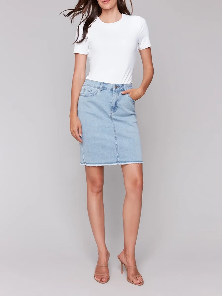 Casual Solid Color Basic Versatile Denim Skirt