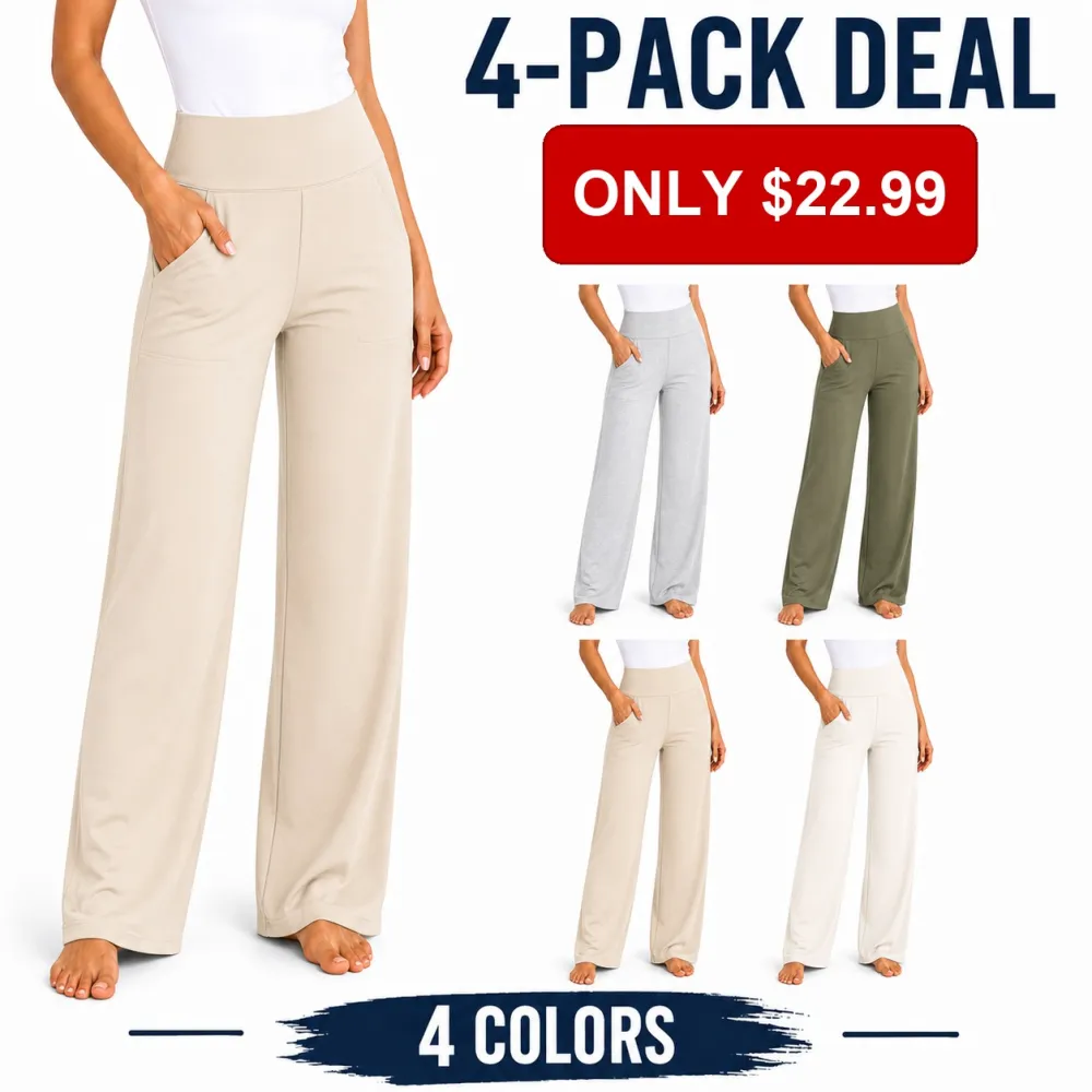 Women's High-Waist Wide-Leg Yoga Pants With Pockets