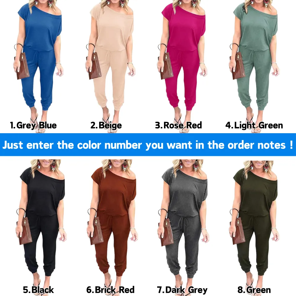 Women's Jumpsuit Off-Shoulder Elastic Waist Stretchy