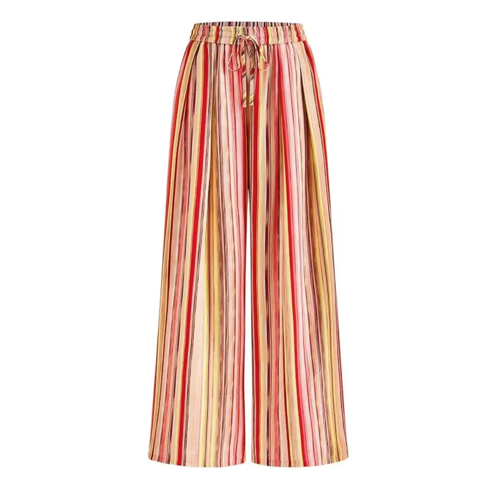 Women'S Elastic Waist Striped Lightweight Wide-Leg Pants-🔥7-Pack - All Colors Included, Only $24