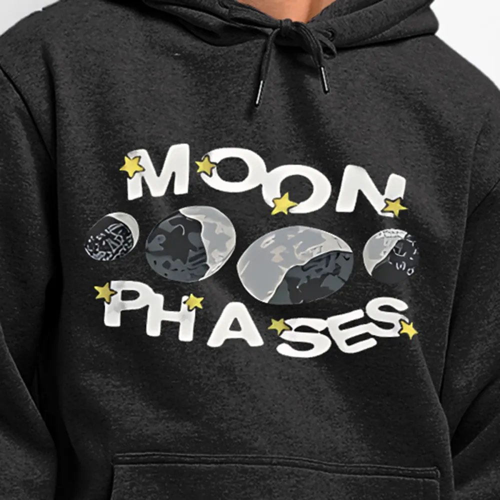 Sad Moon Print Hoodie