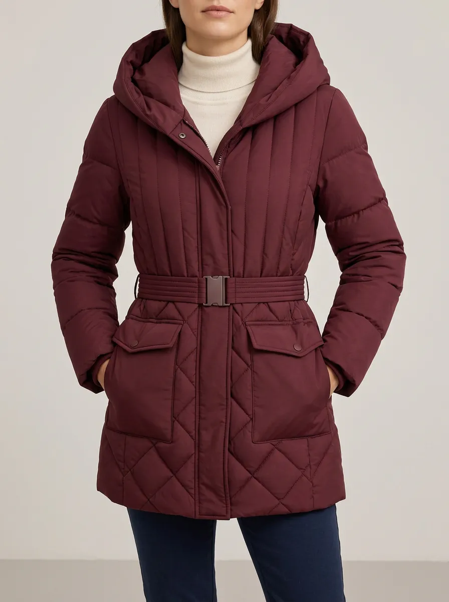 Women's Contemporary Belted Puffer Jacket