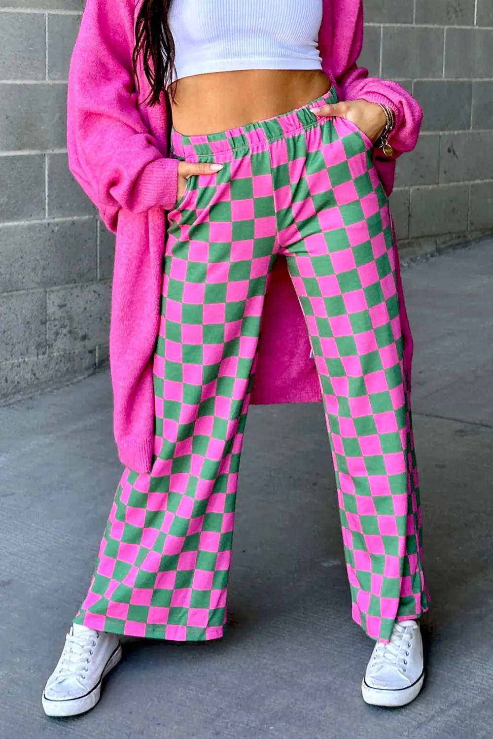 Print High Rise Wide Leg Pants
