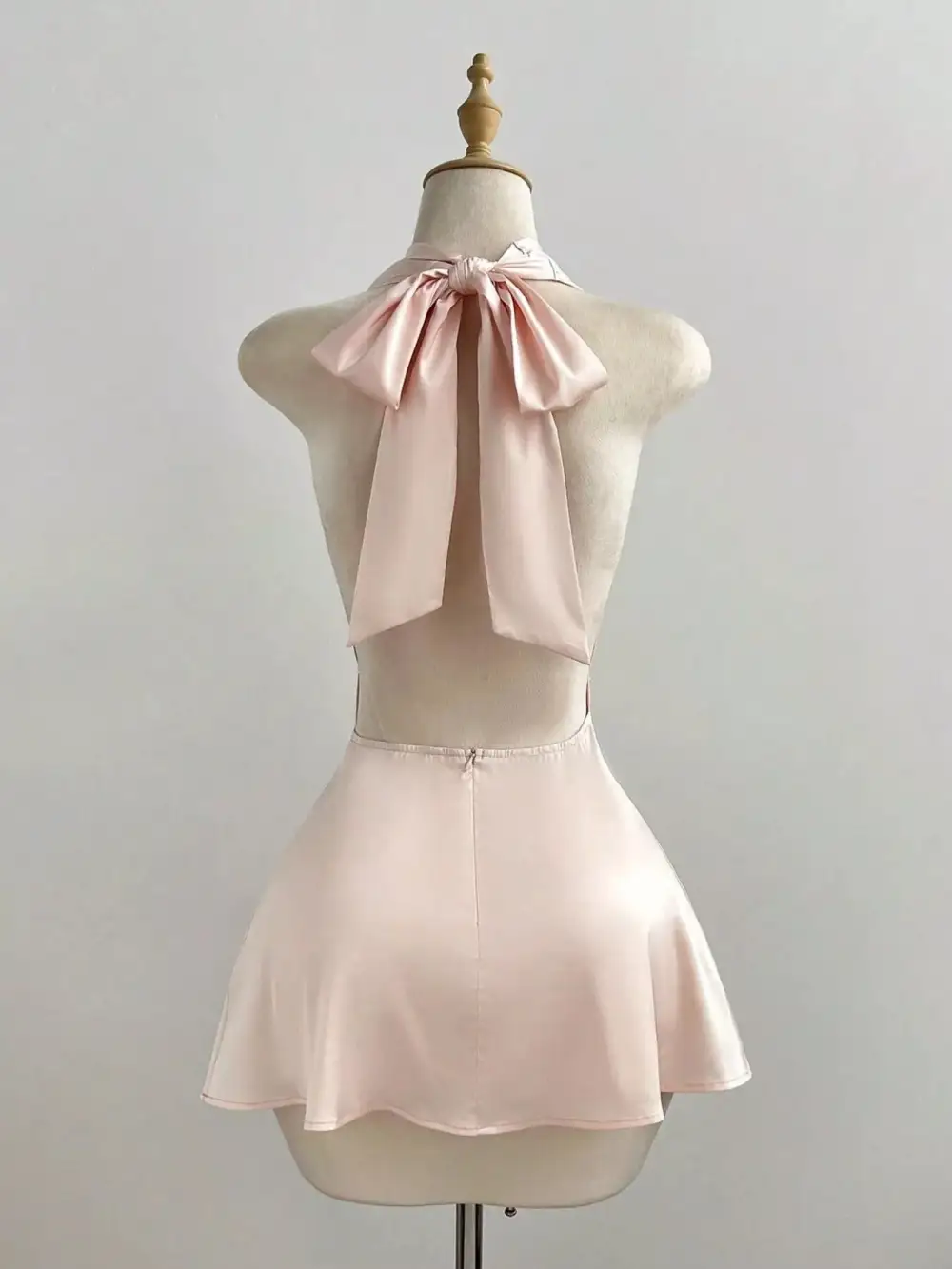 Satin Backless Halter Neck Dress