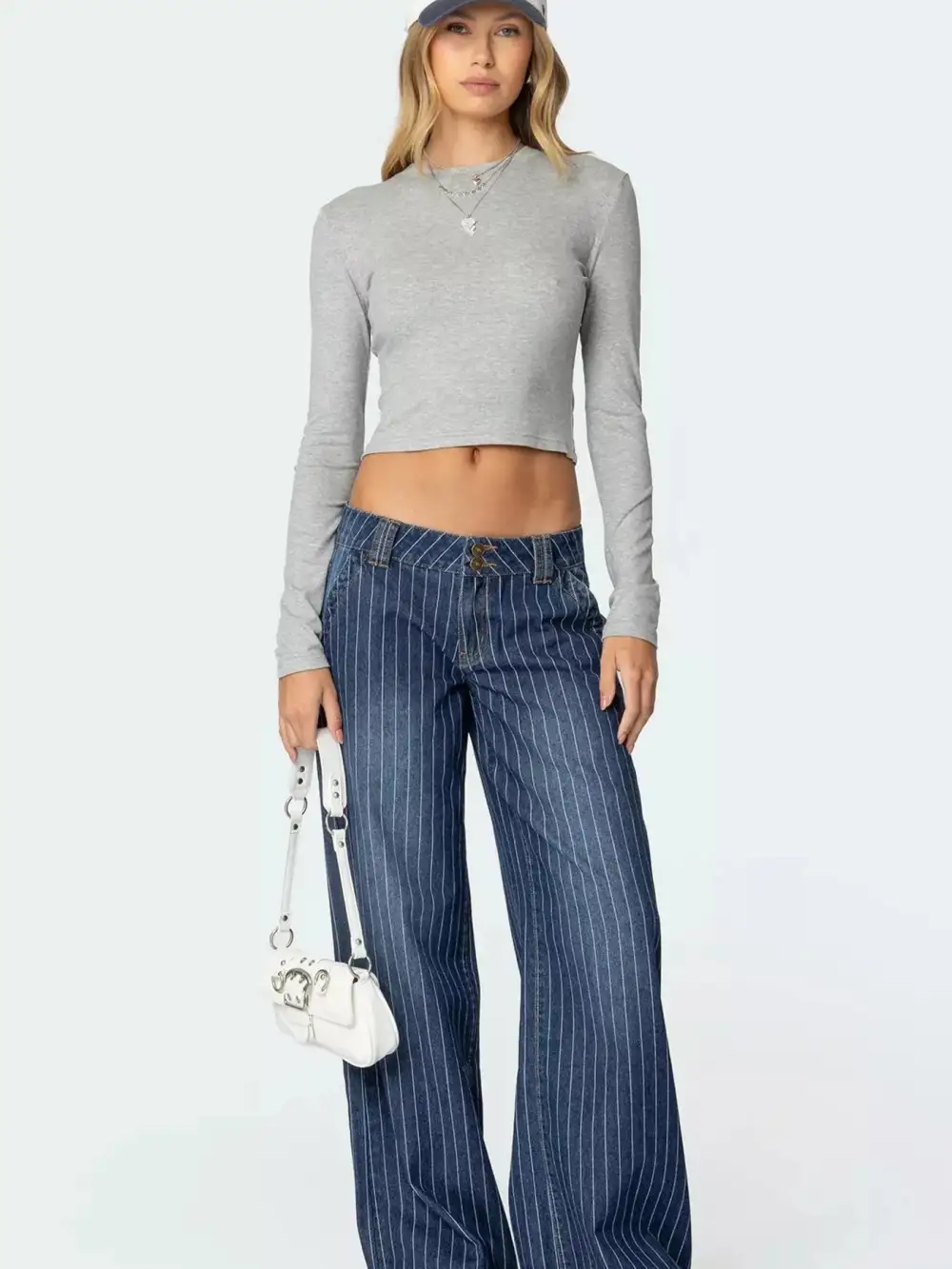 Wide Leg Round Neck Denim Jeans