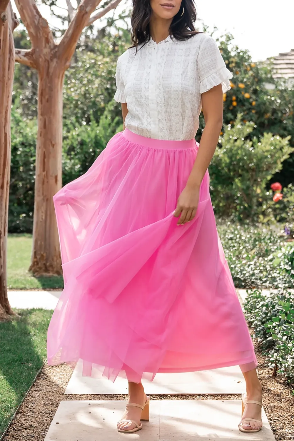 Simple Texture With Lotus Leaf Edge Shirt