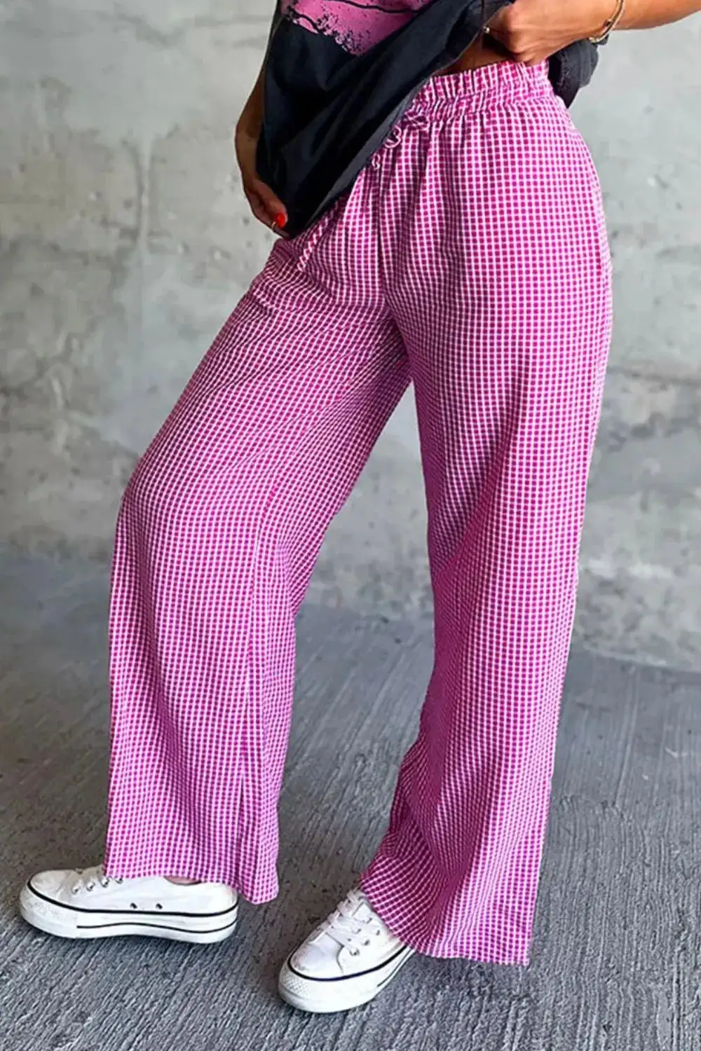 Textured Wide Leg Pocket Detail Pants