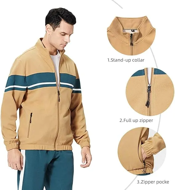 Leading The Better Life Men'S Sweat Suit 2 Piece Outfit Casual Contrast Sports Jogging Tracksuits Set