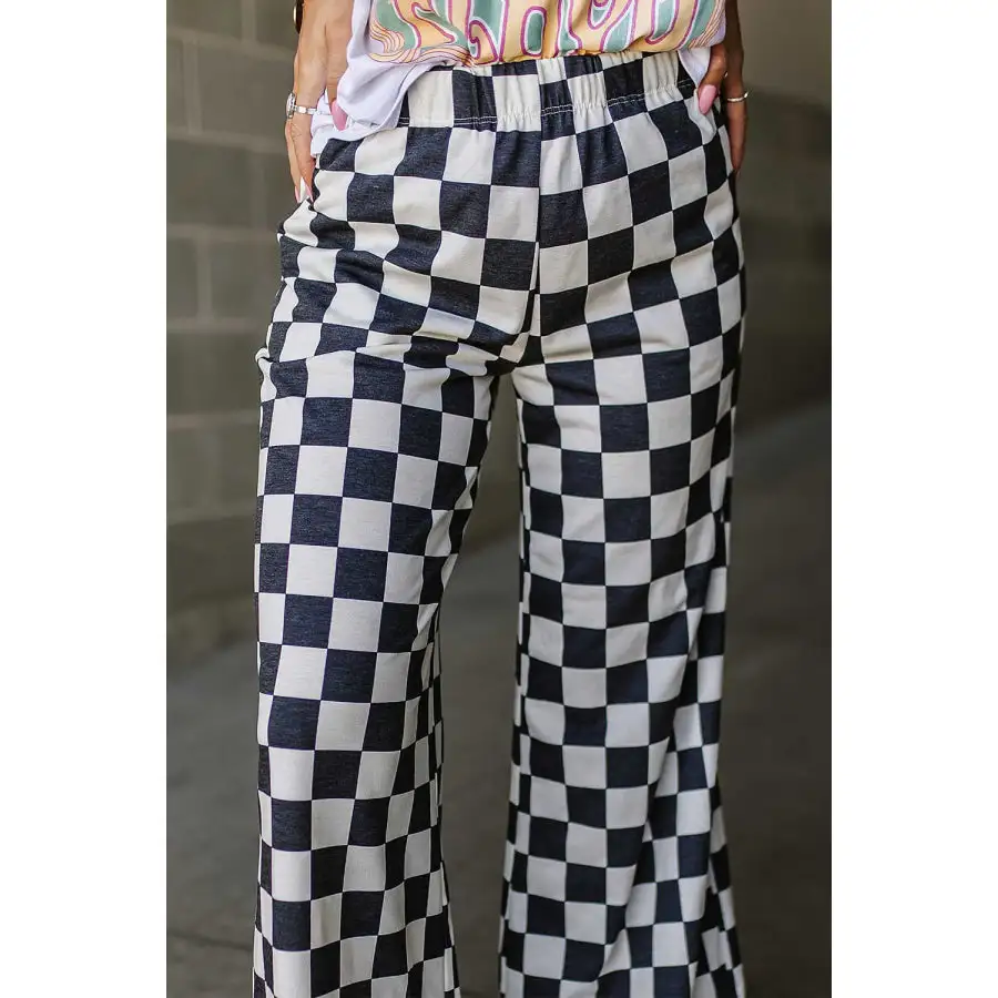 Checkered Wide Leg Pants