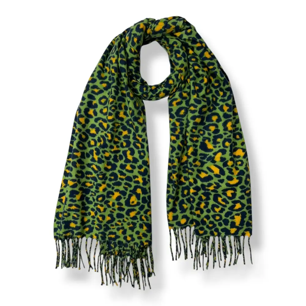 Bold Leopard Fringed Scarf
